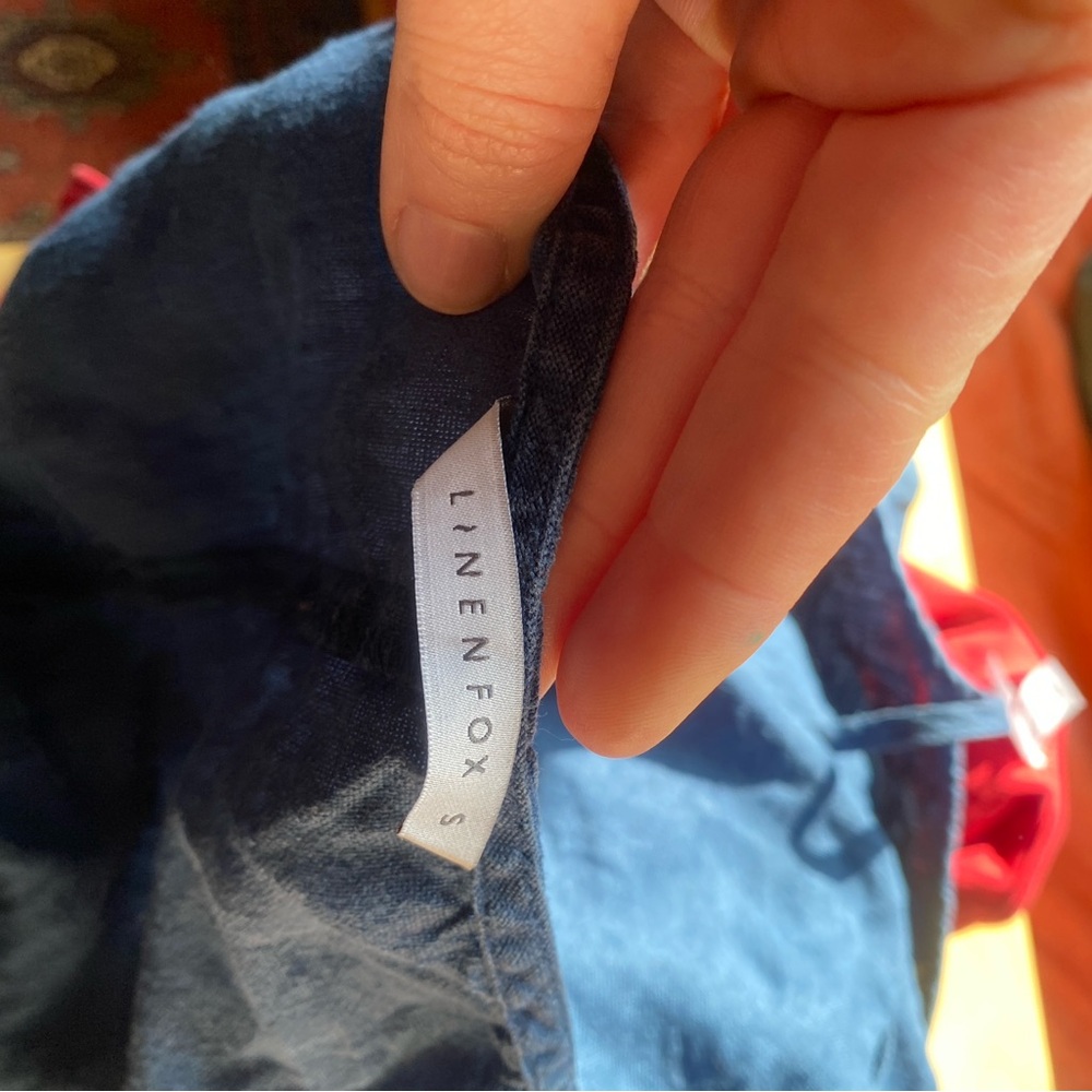 Navy Blue Linen Slip Dress Linenfox - Picture 6 of 6